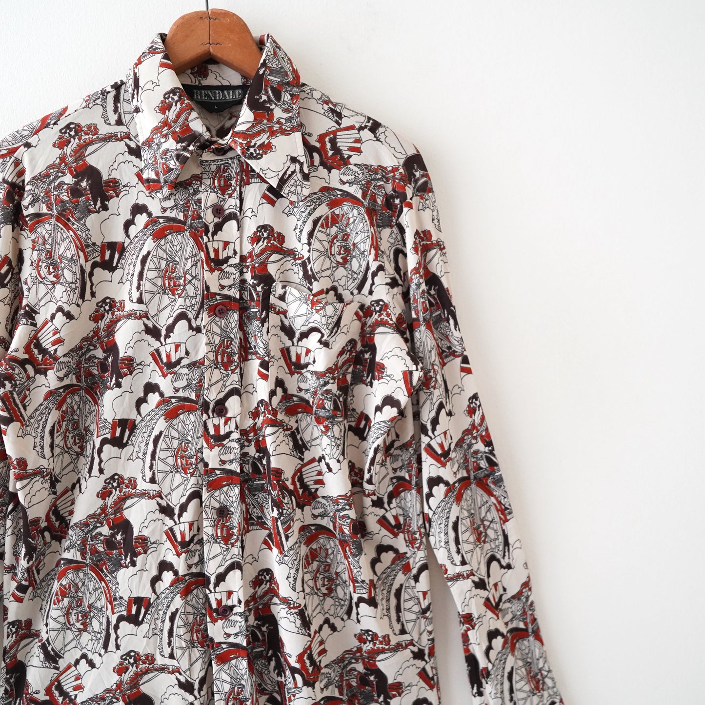 70s bike pattern shirt