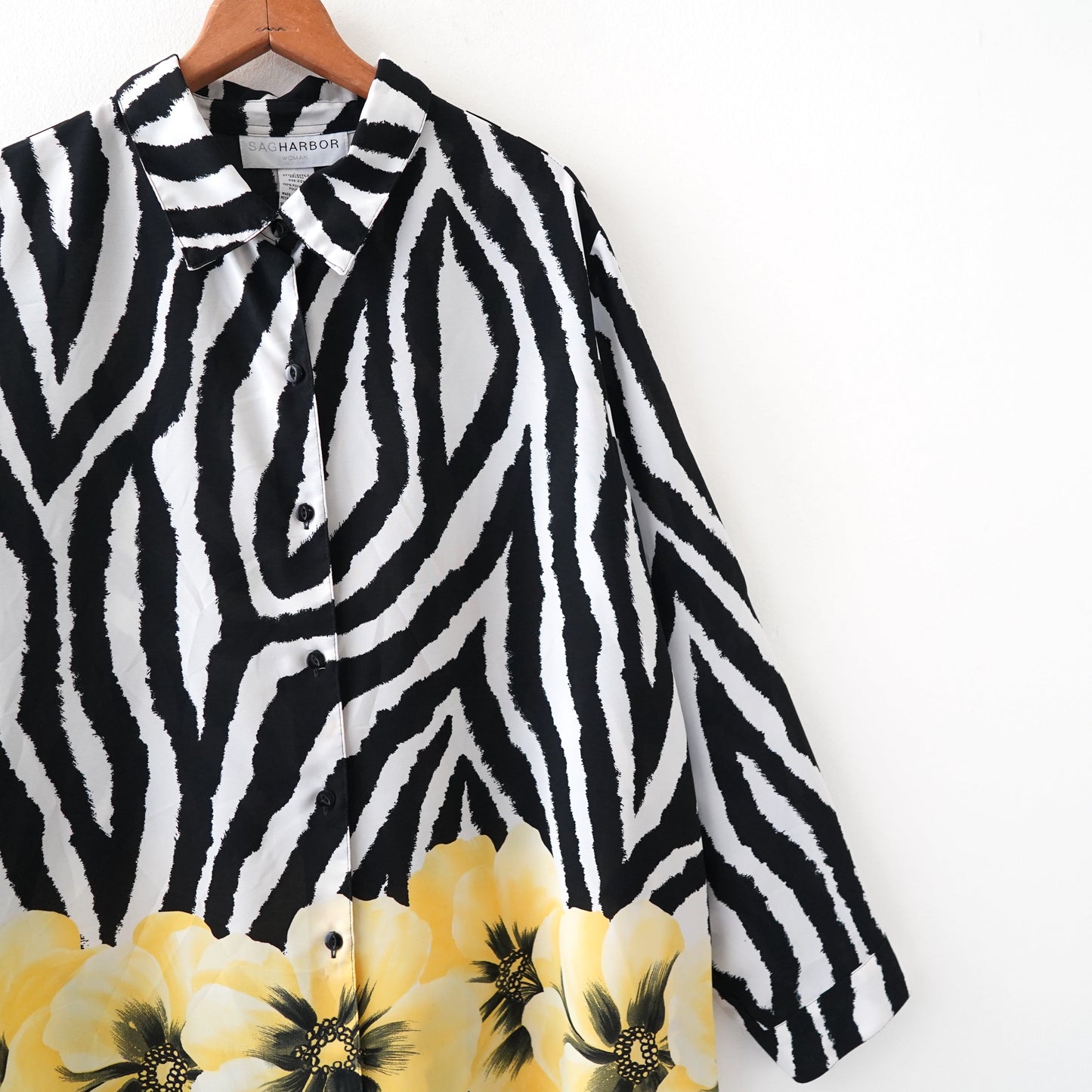 zebra×flower pattern loose shirt