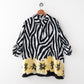 zebra×flower pattern loose shirt