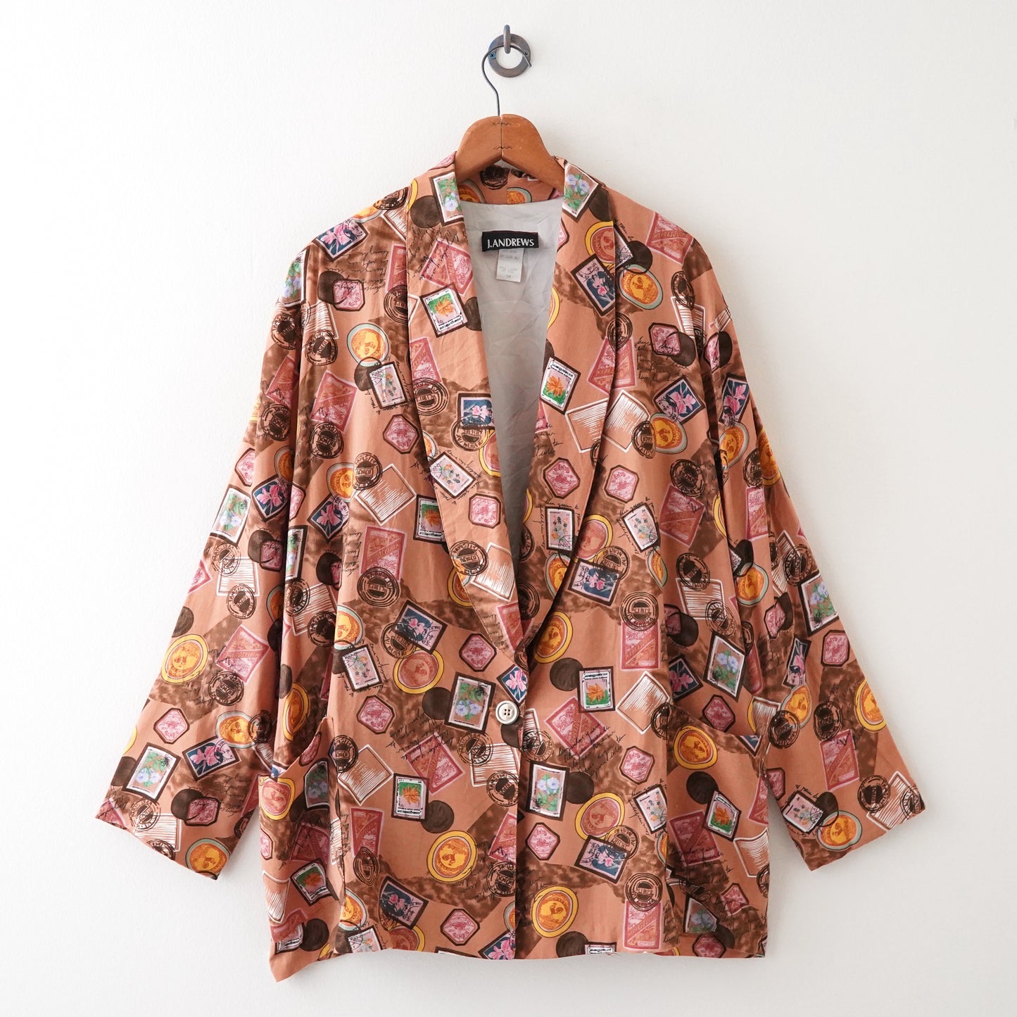 J.ANDREWS stamp collage rayon Jacket