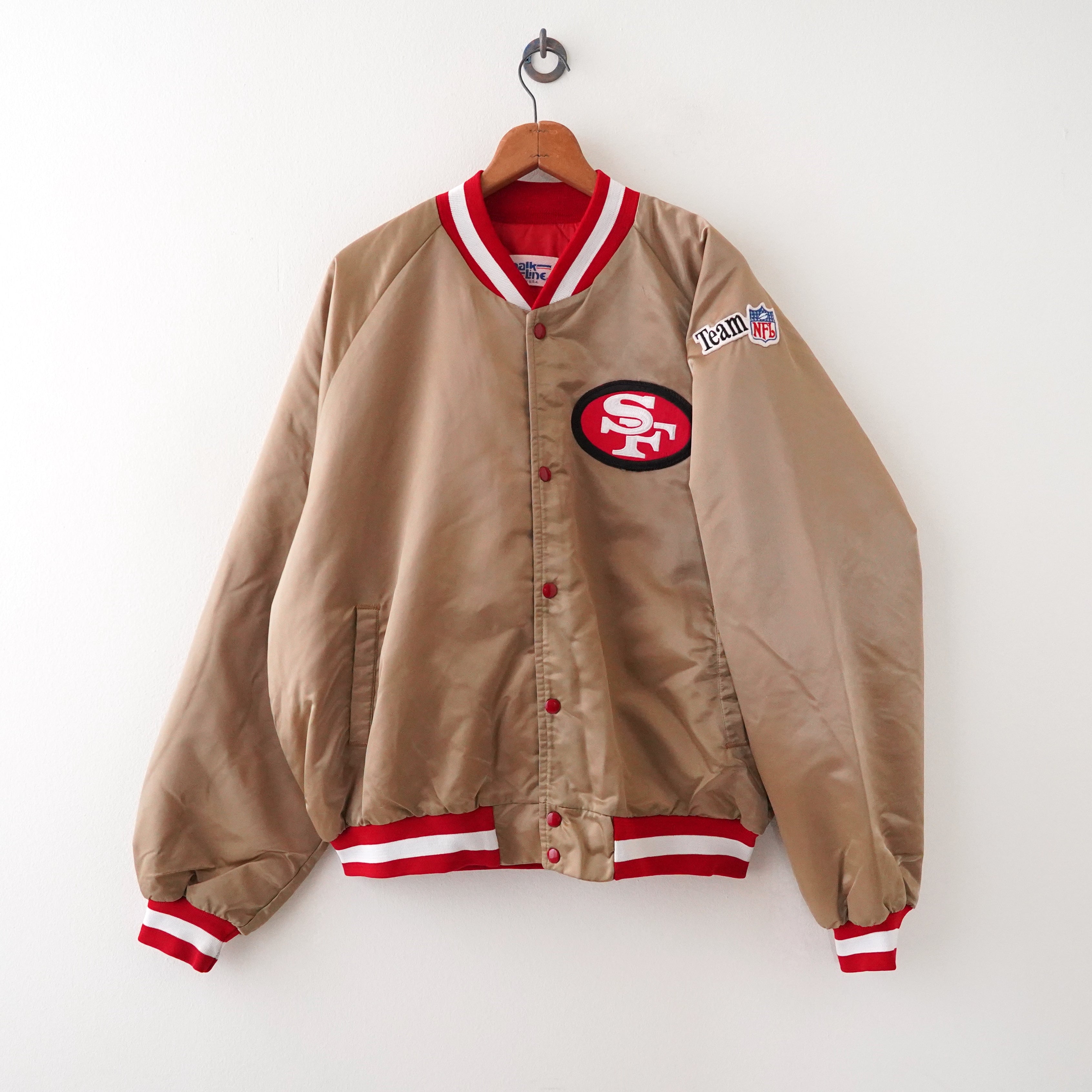 ほ*9様 【本日値下】90s chalk line 49ers スタジャン US 90s Chalk Line スタジャン 49ERS ゴールド USA XL表記
