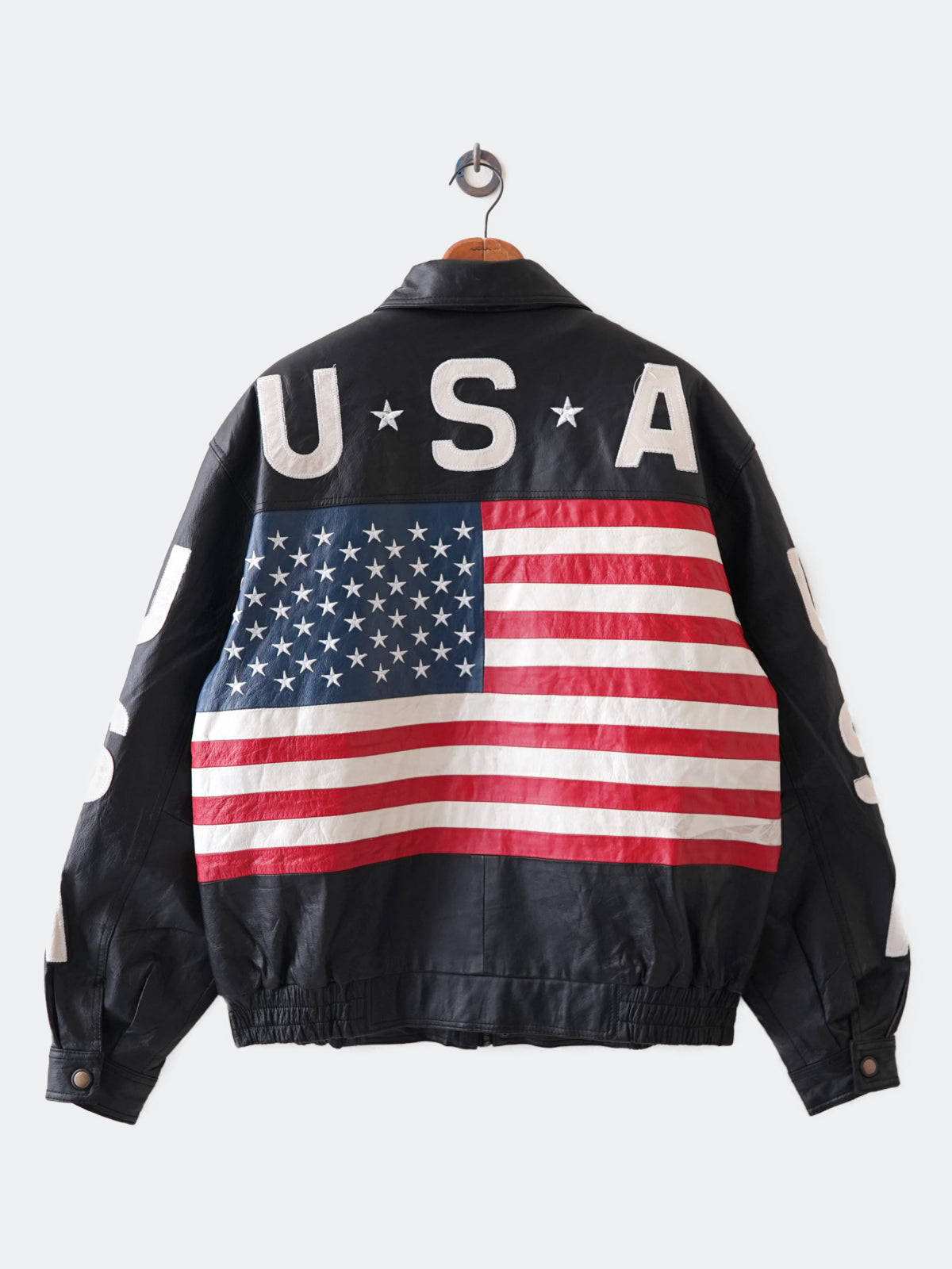 USA flag leather jacket