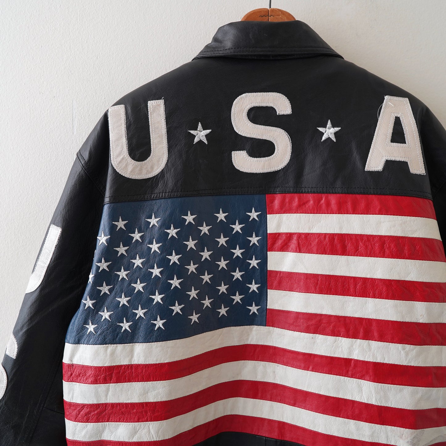 USA flag leather jacket