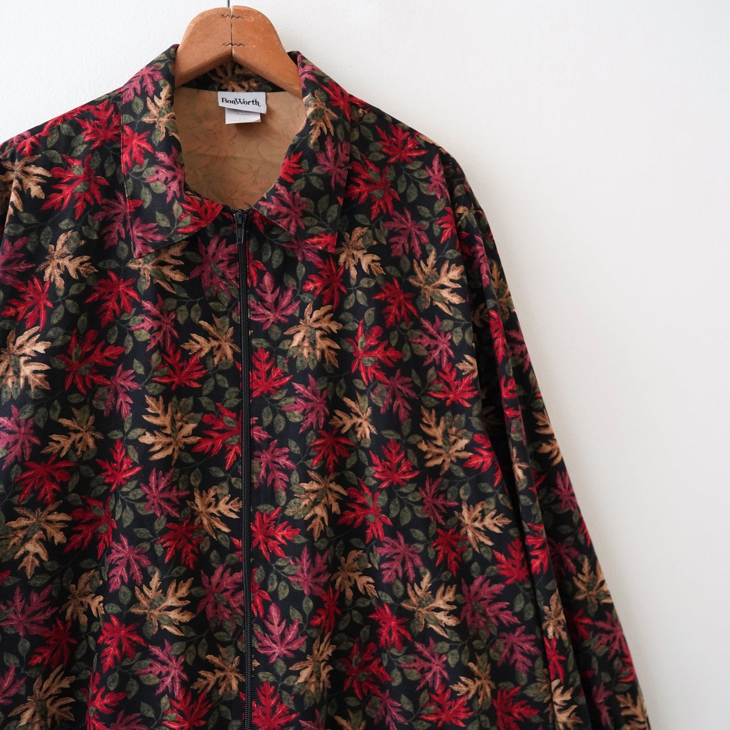 leaves pattern loose drizzler jacket