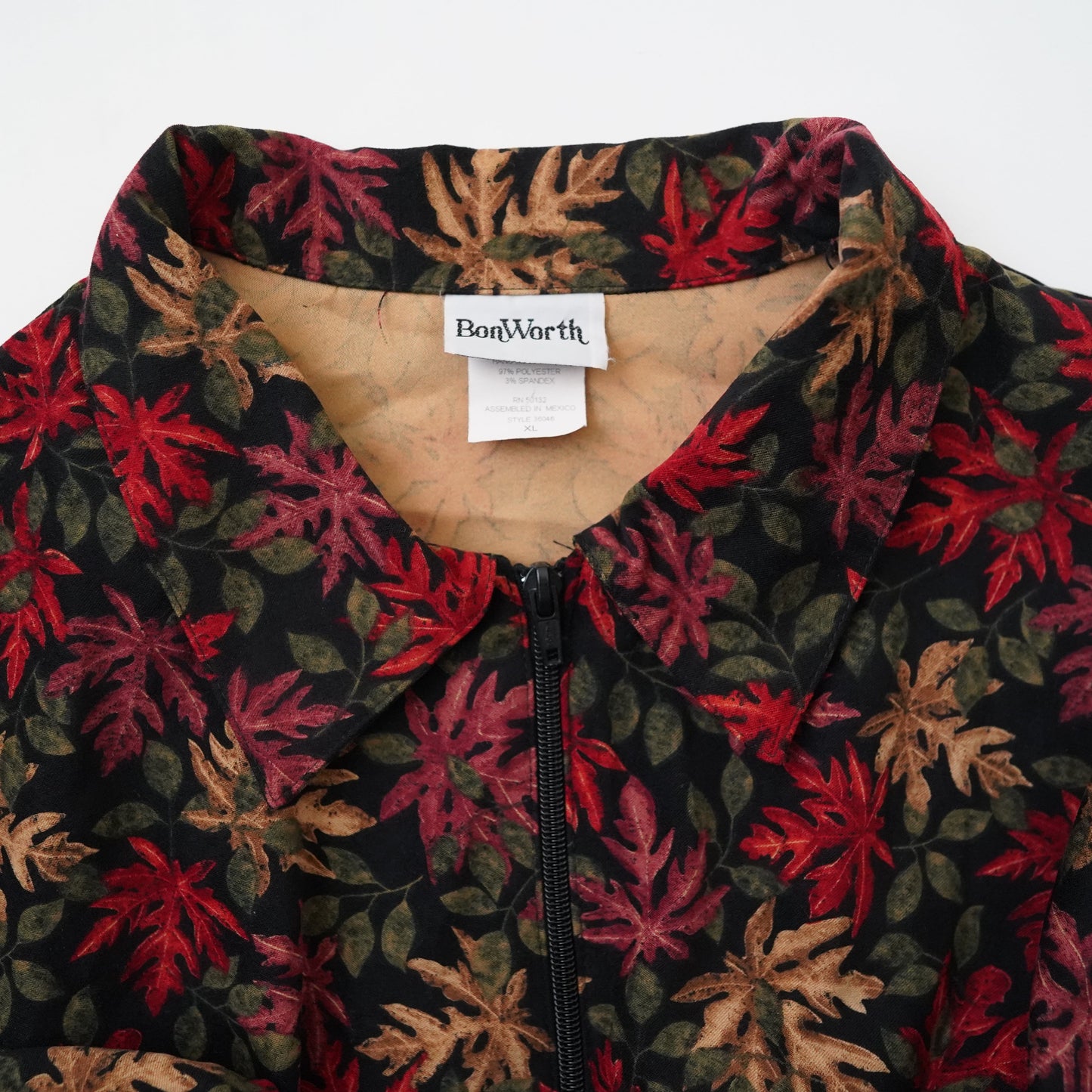 leaves pattern loose drizzler jacket