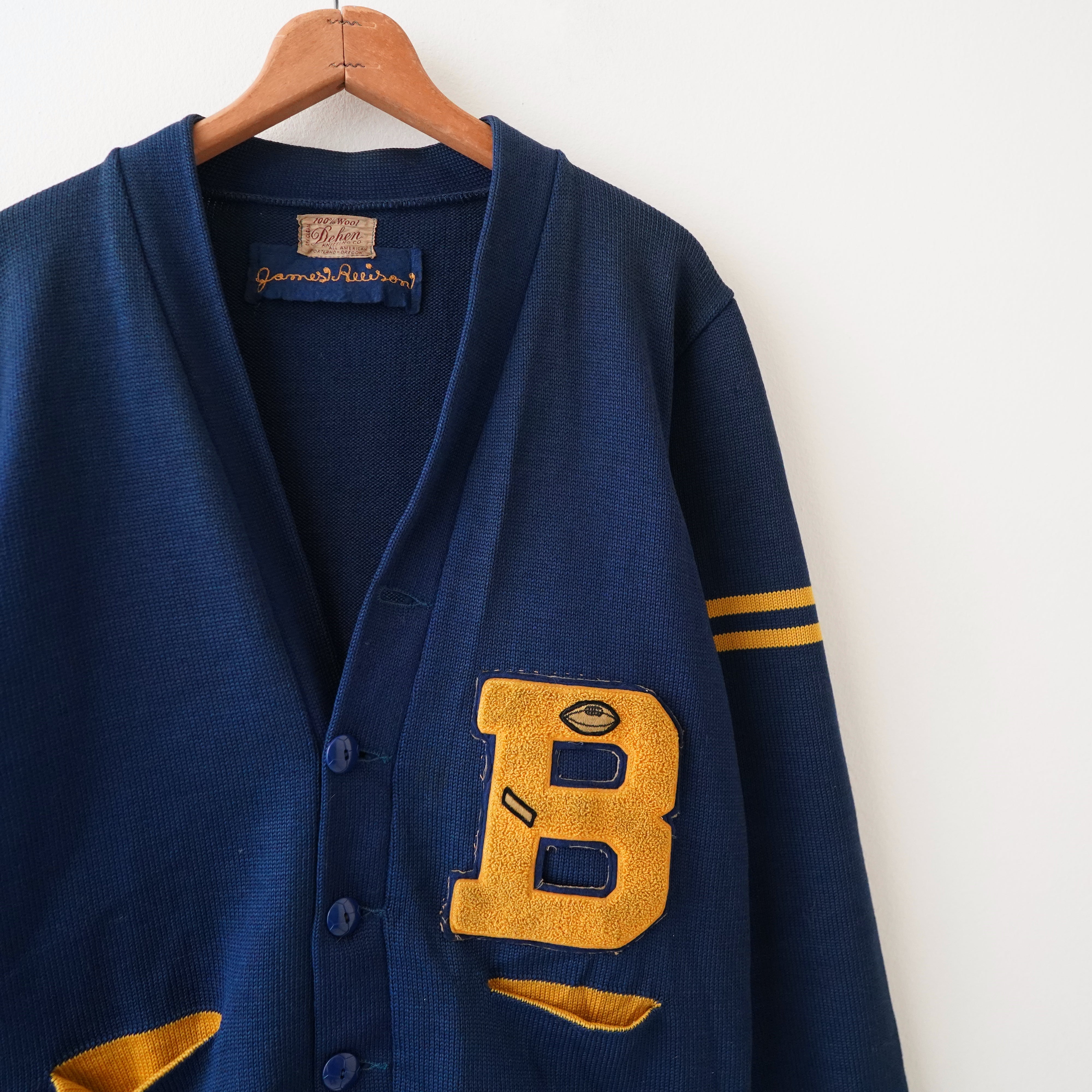 50s DEHEN wool Lettered cardigan – NEVERKNOWS