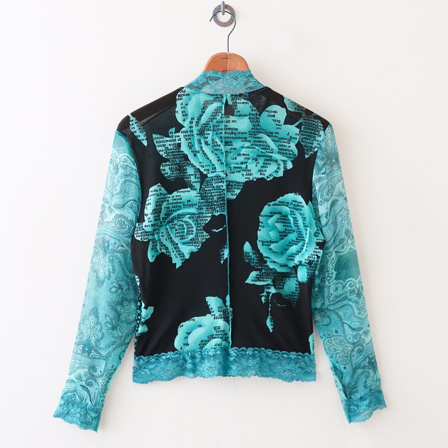 lace pattern zip up shirt