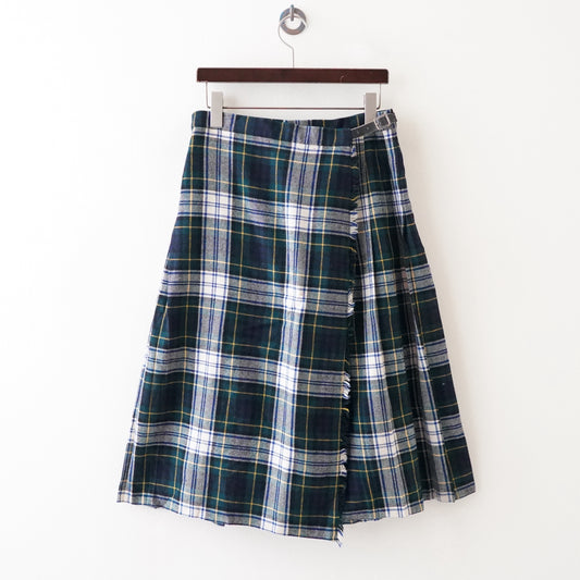 check plaid wrap skirt