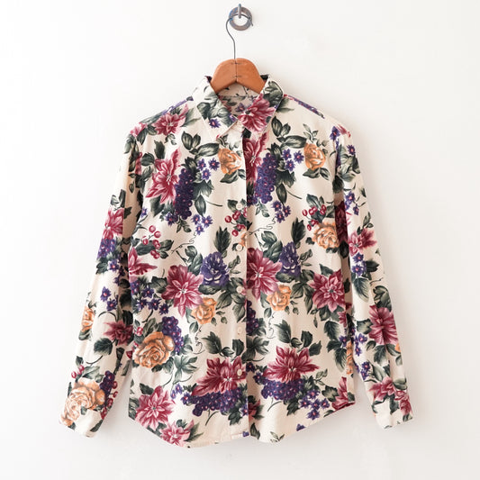 flower corduroy long shirt