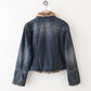 giacca fur collar denim jacket