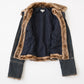 giacca fur collar denim jacket