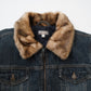 giacca fur collar denim jacket