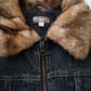 giacca fur collar denim jacket