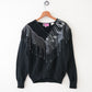 80s leather tassel sweater