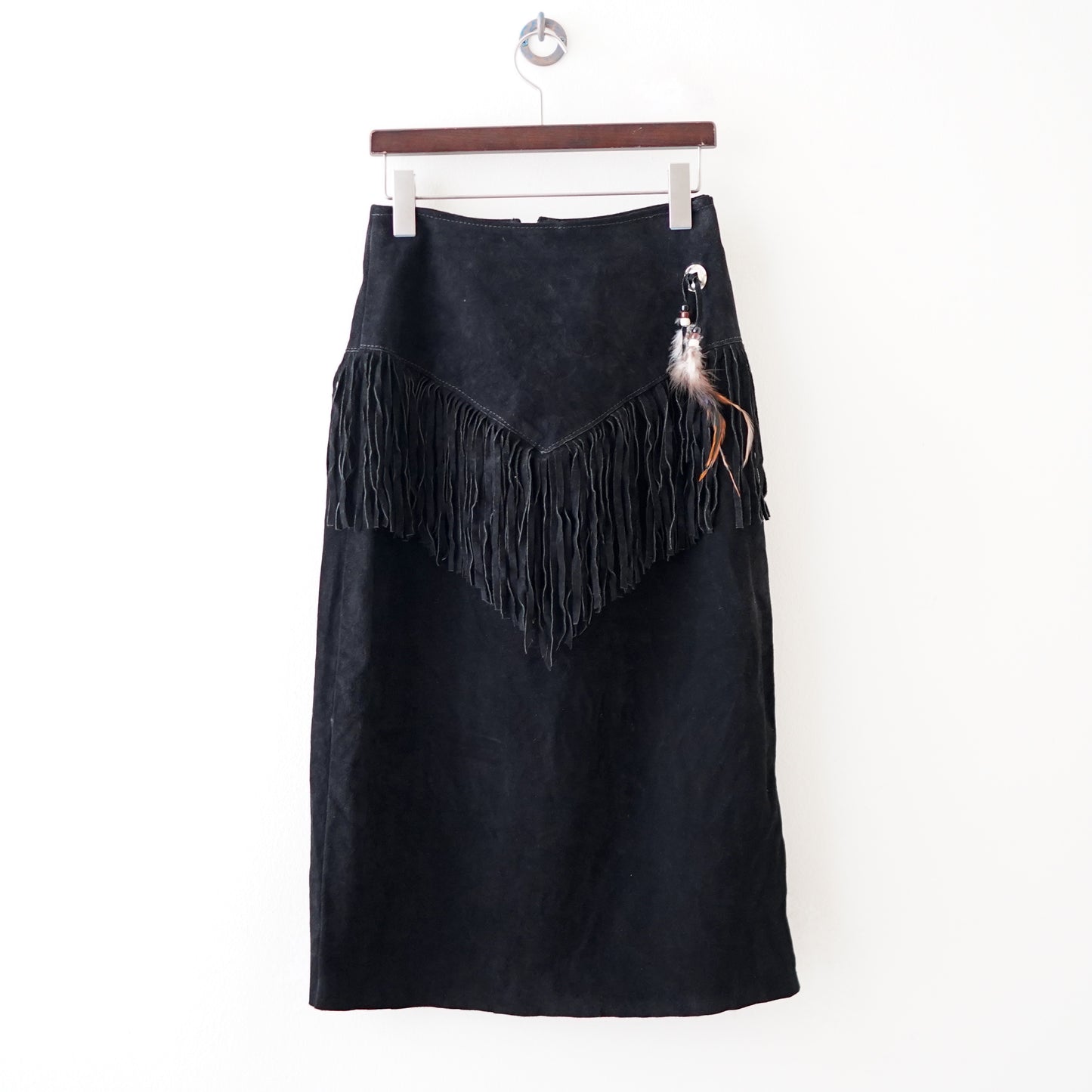 suede fringe skirt