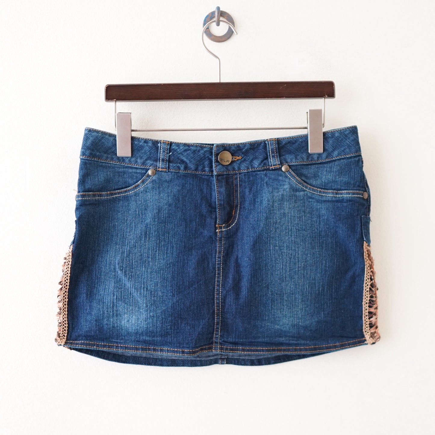 denim mini skirt