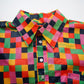 70s colorful nylon check shirt