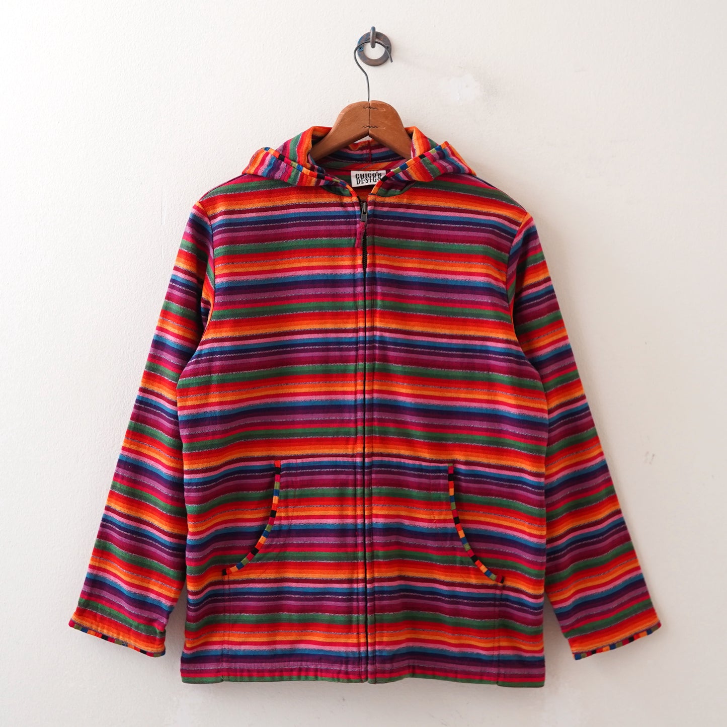 ethnic rainbow zip up hoodie