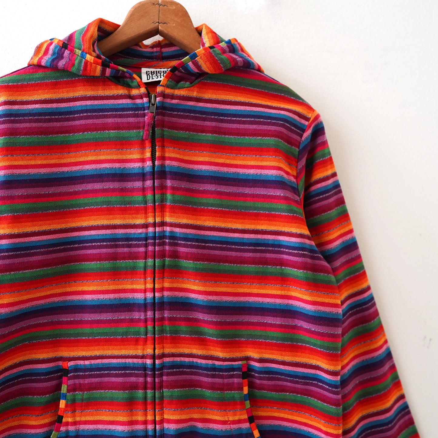 ethnic rainbow zip up hoodie