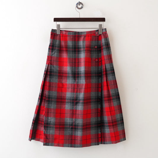 check wool wrap skirt
