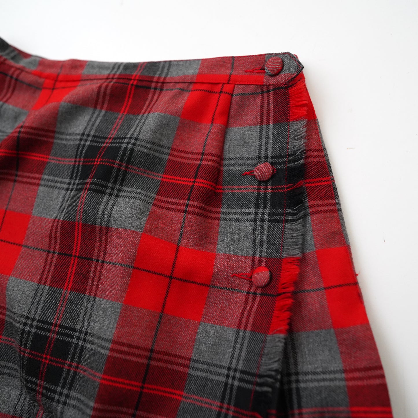 check wool wrap skirt