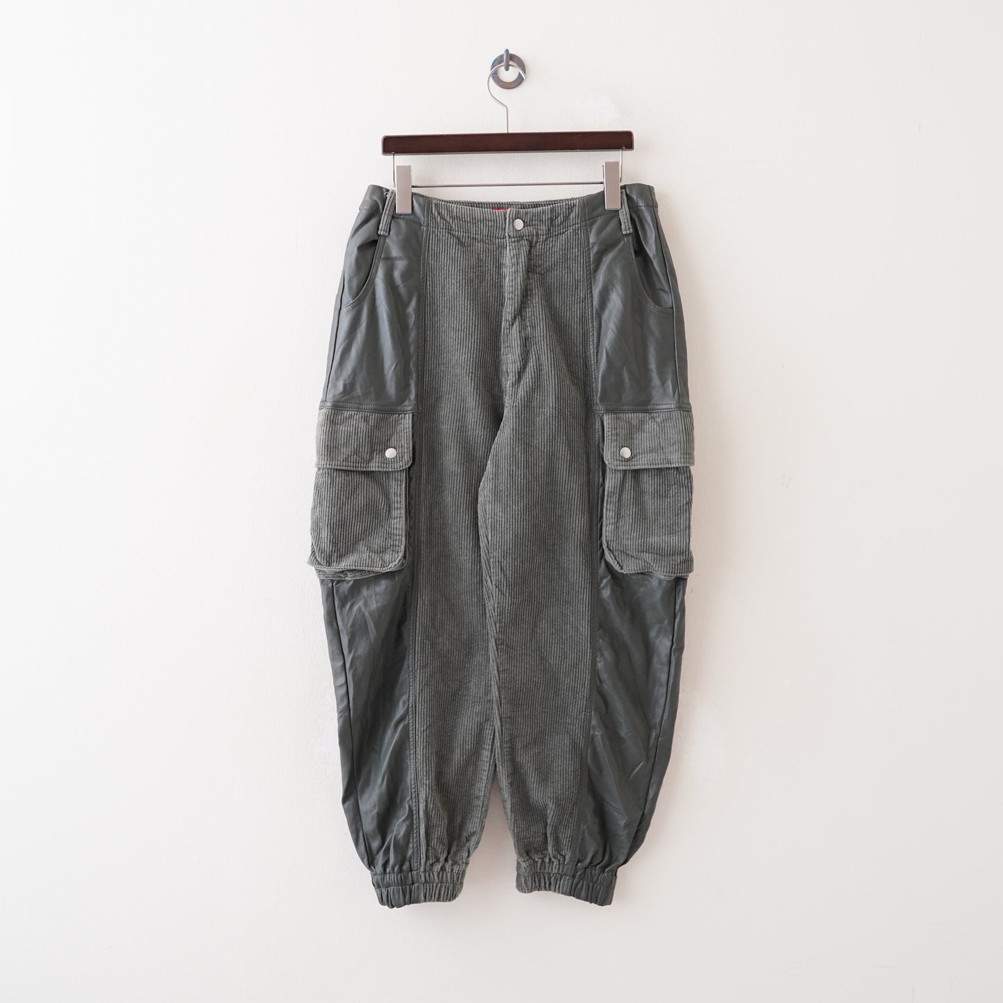 corduroy leather cargo pants