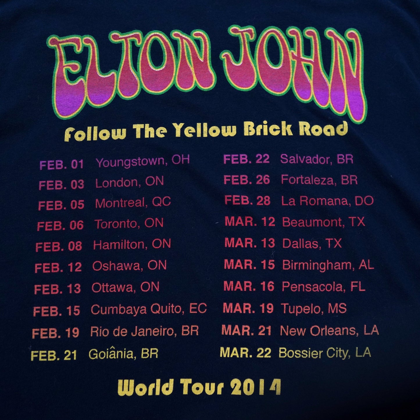 ELTON JOHN 2014 tour tee