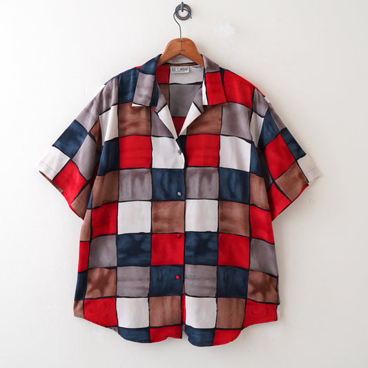pattern open collar shirt