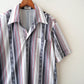 70s open collar stripe shirt