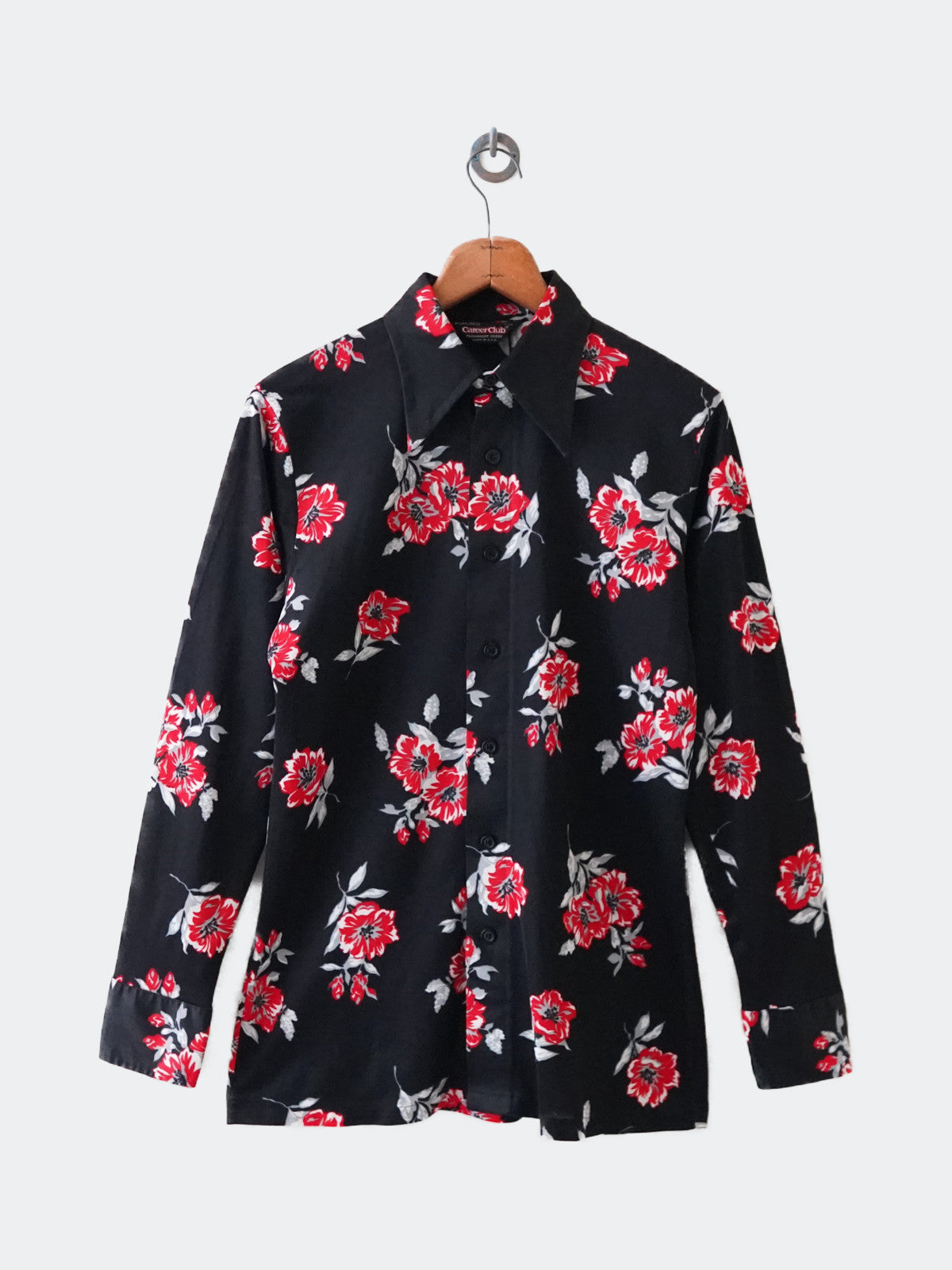 70s FOCUS Career Club flower shirt