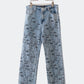 graffiti design denim pants