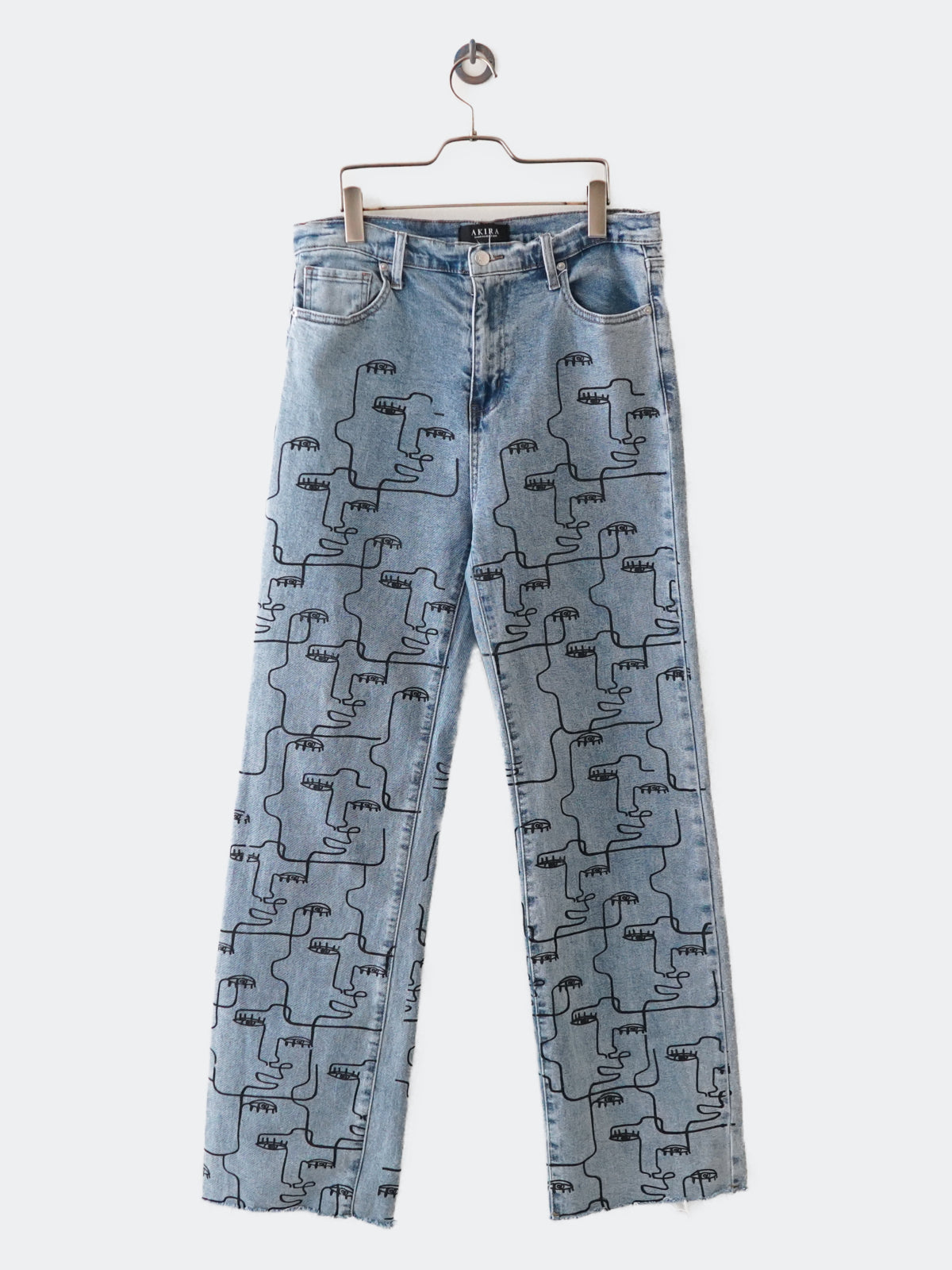 graffiti design denim pants