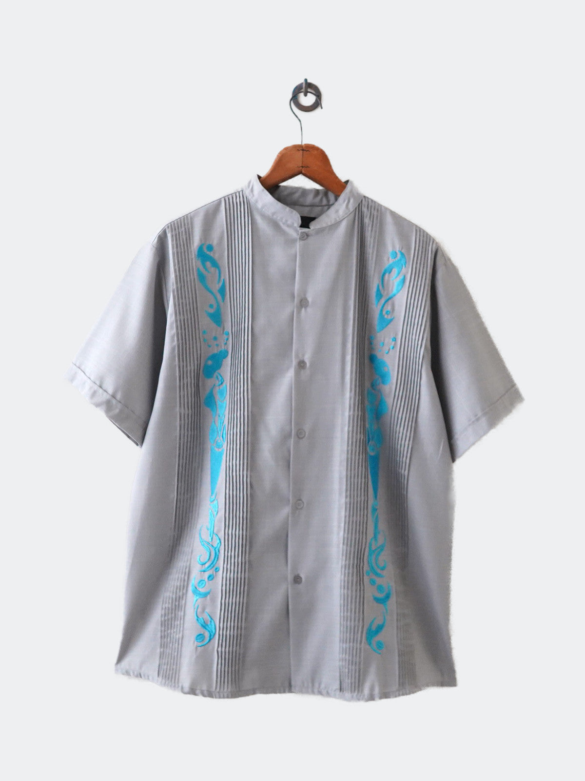 no collar embroidery shirt