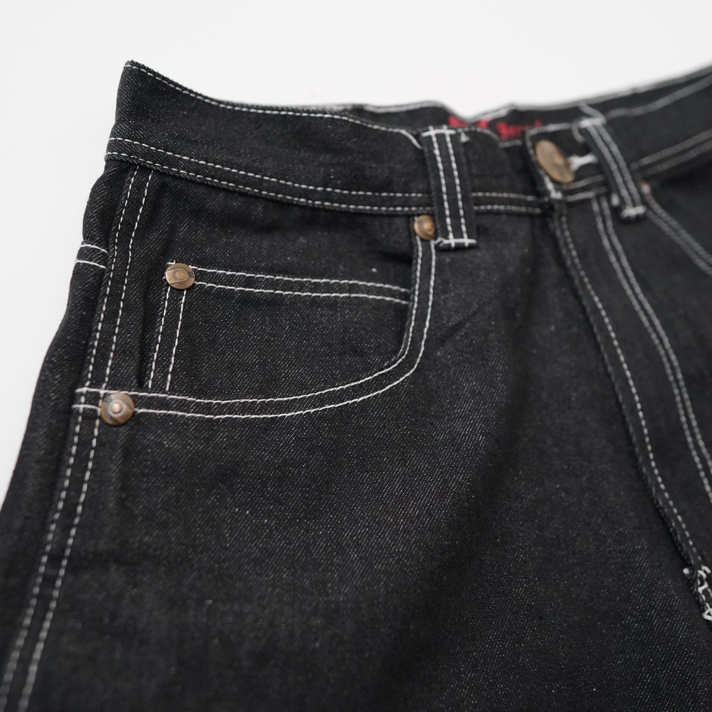 contrast stitching denim pants