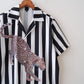 open coller stripe animal shirt