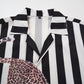open coller stripe animal shirt