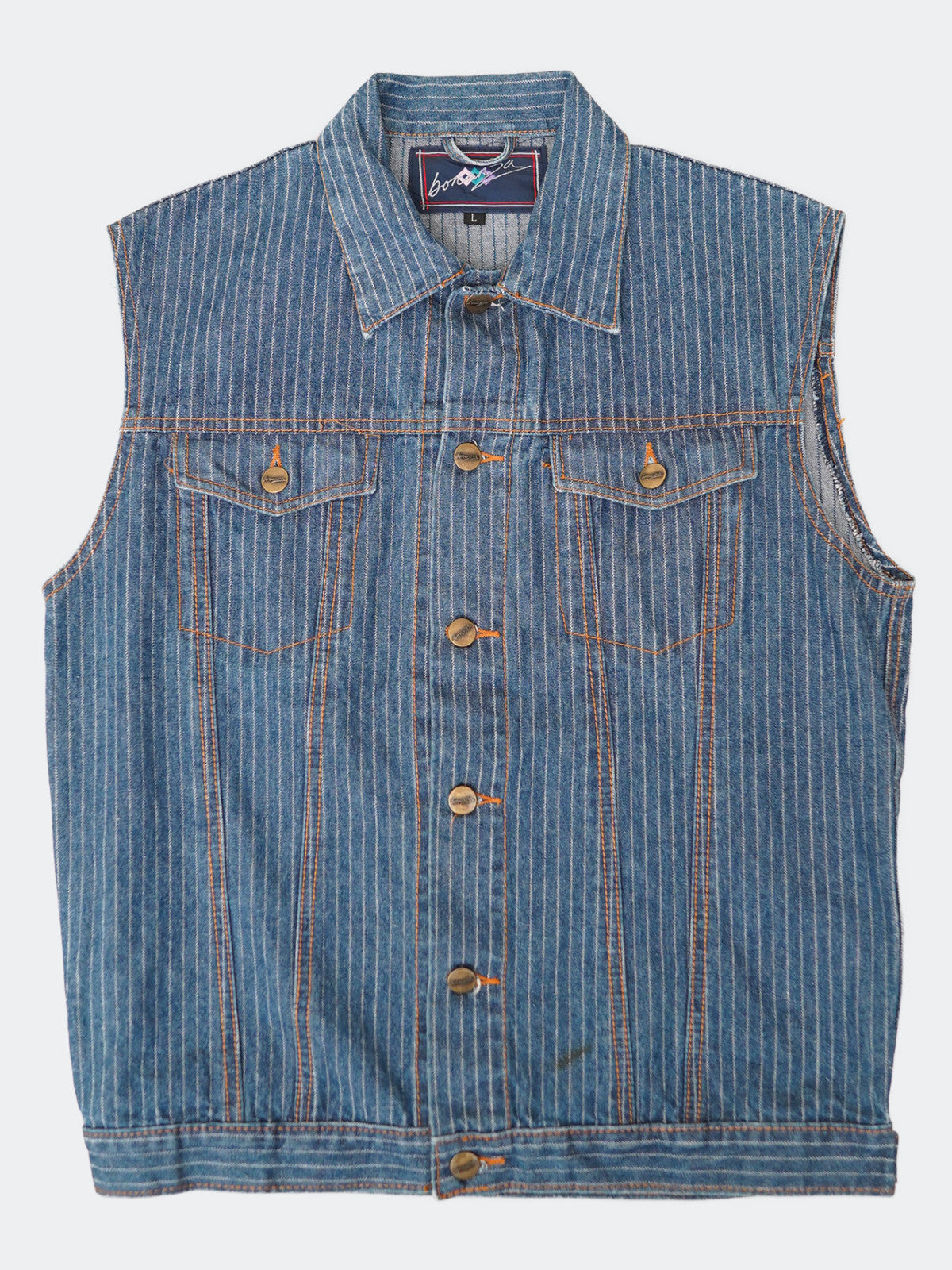 denim stripe vest