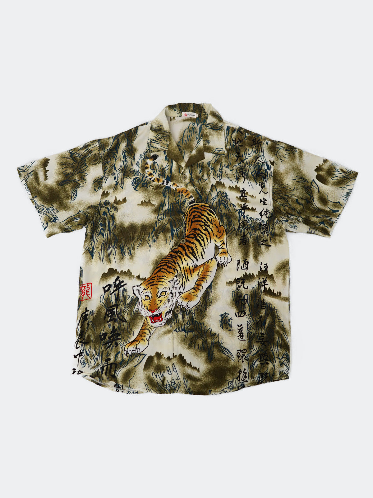 open collar tiger shirt
