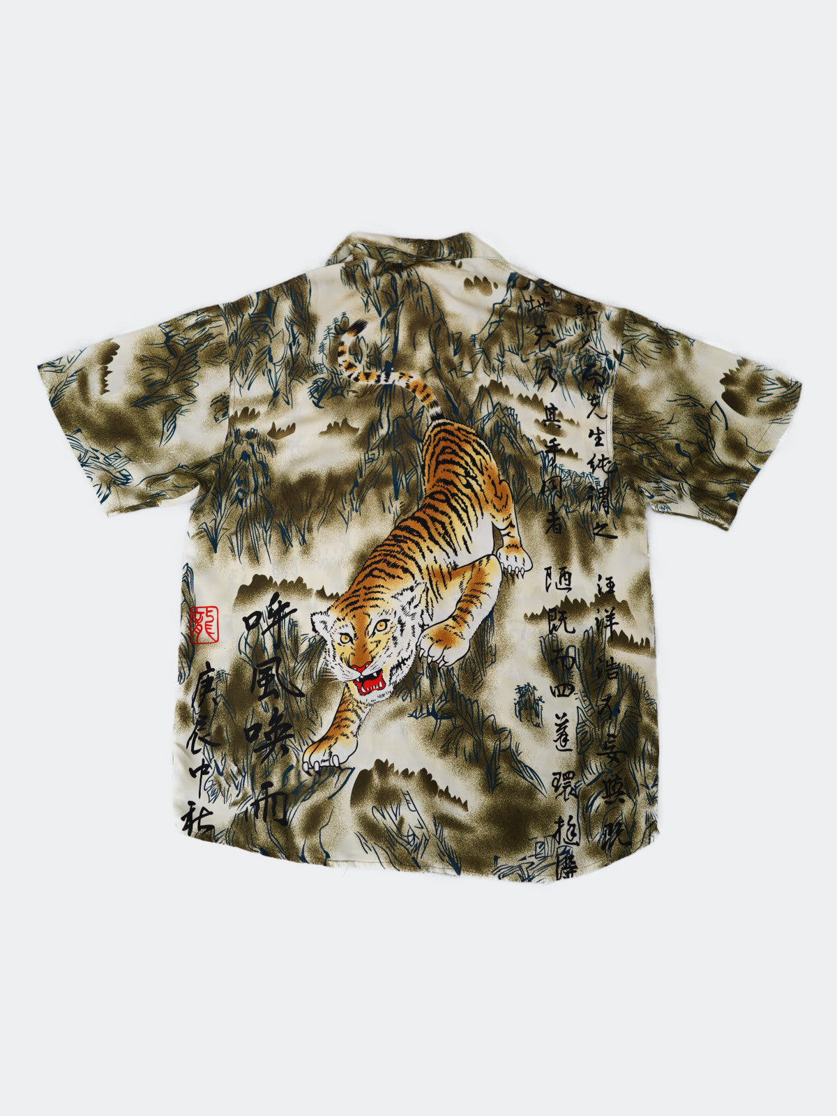 open collar tiger shirt