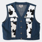 cow pattern denim vest