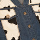 cow pattern denim vest