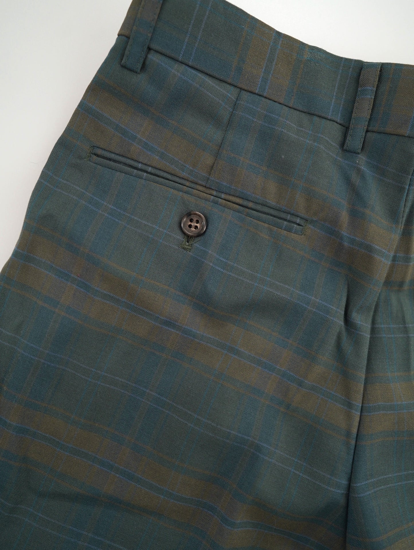 two tuck check long pants