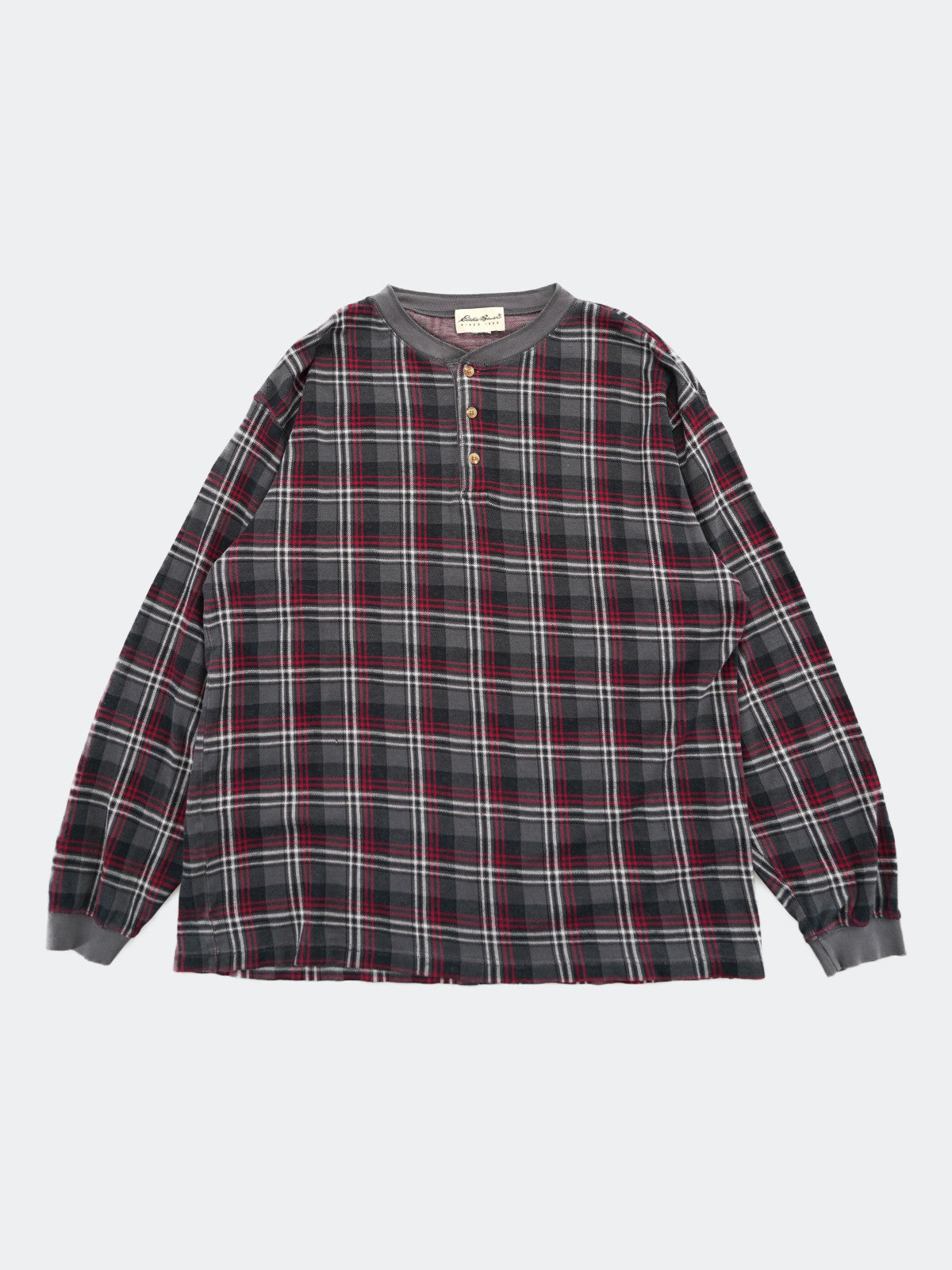 henley neck check long tee
