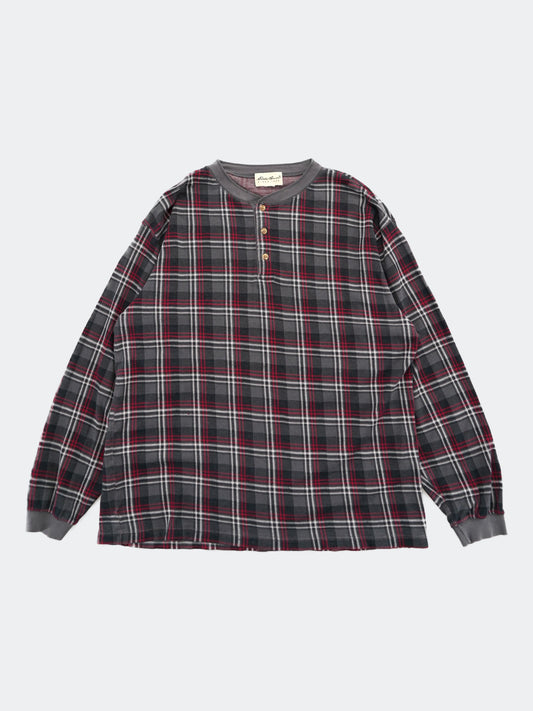 henley neck check long tee