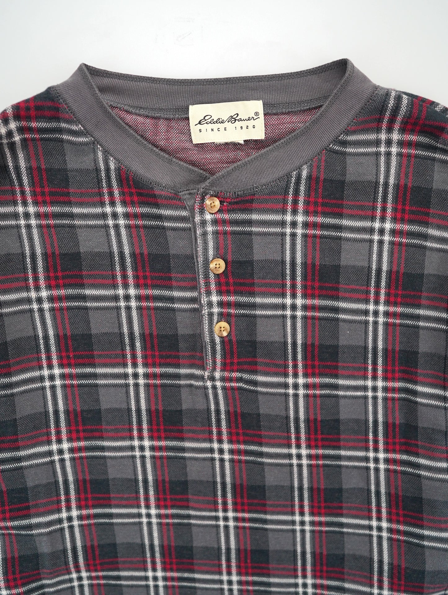 henley neck check long tee