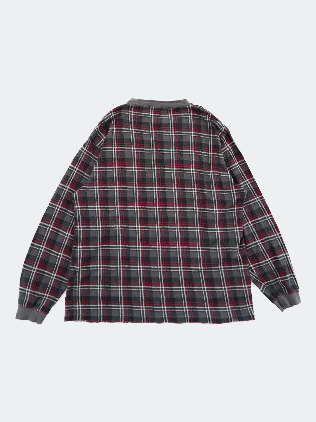 henley neck check long tee