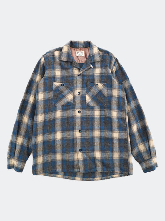 60s wool check shirt