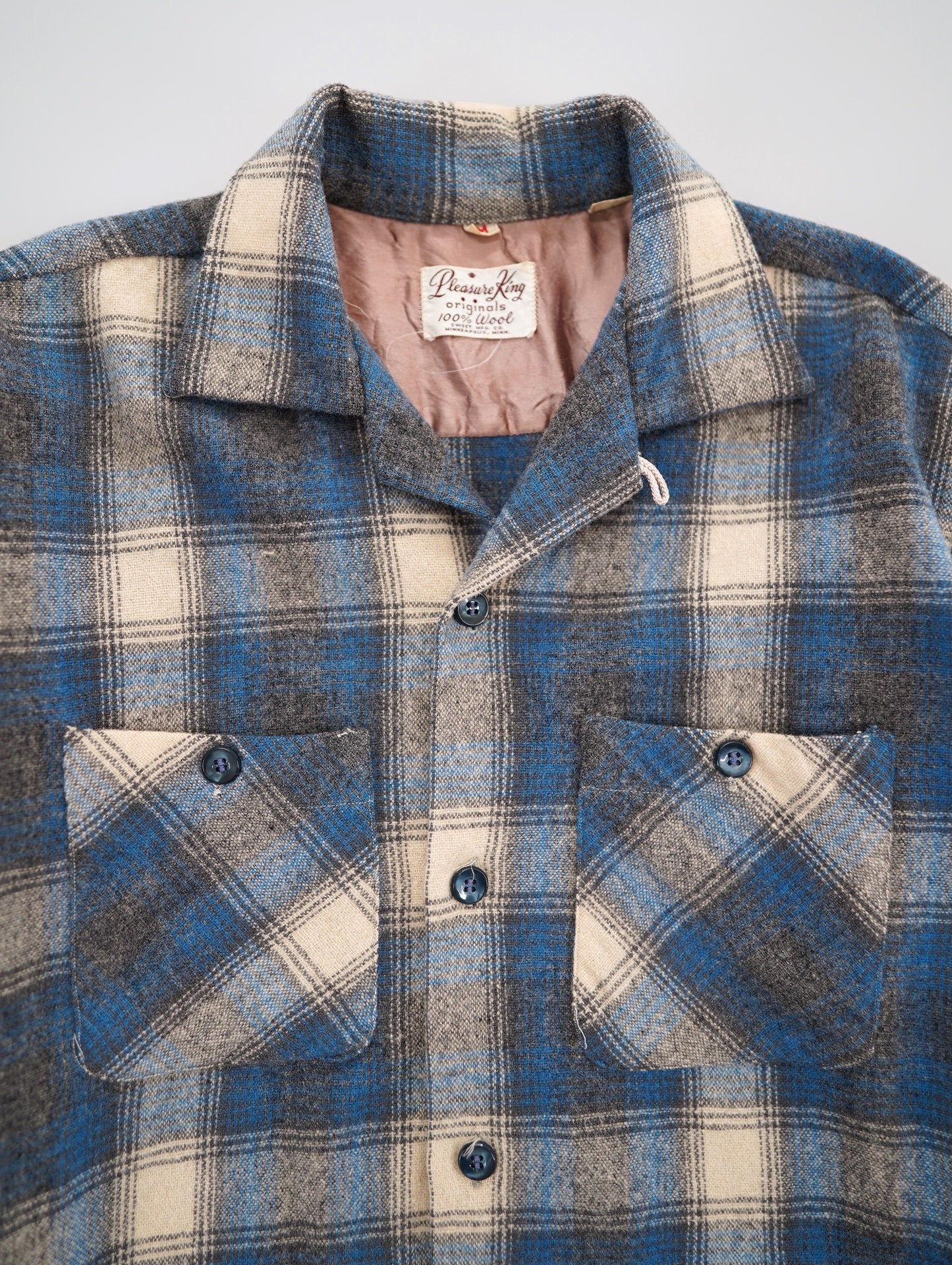 60s wool check shirt