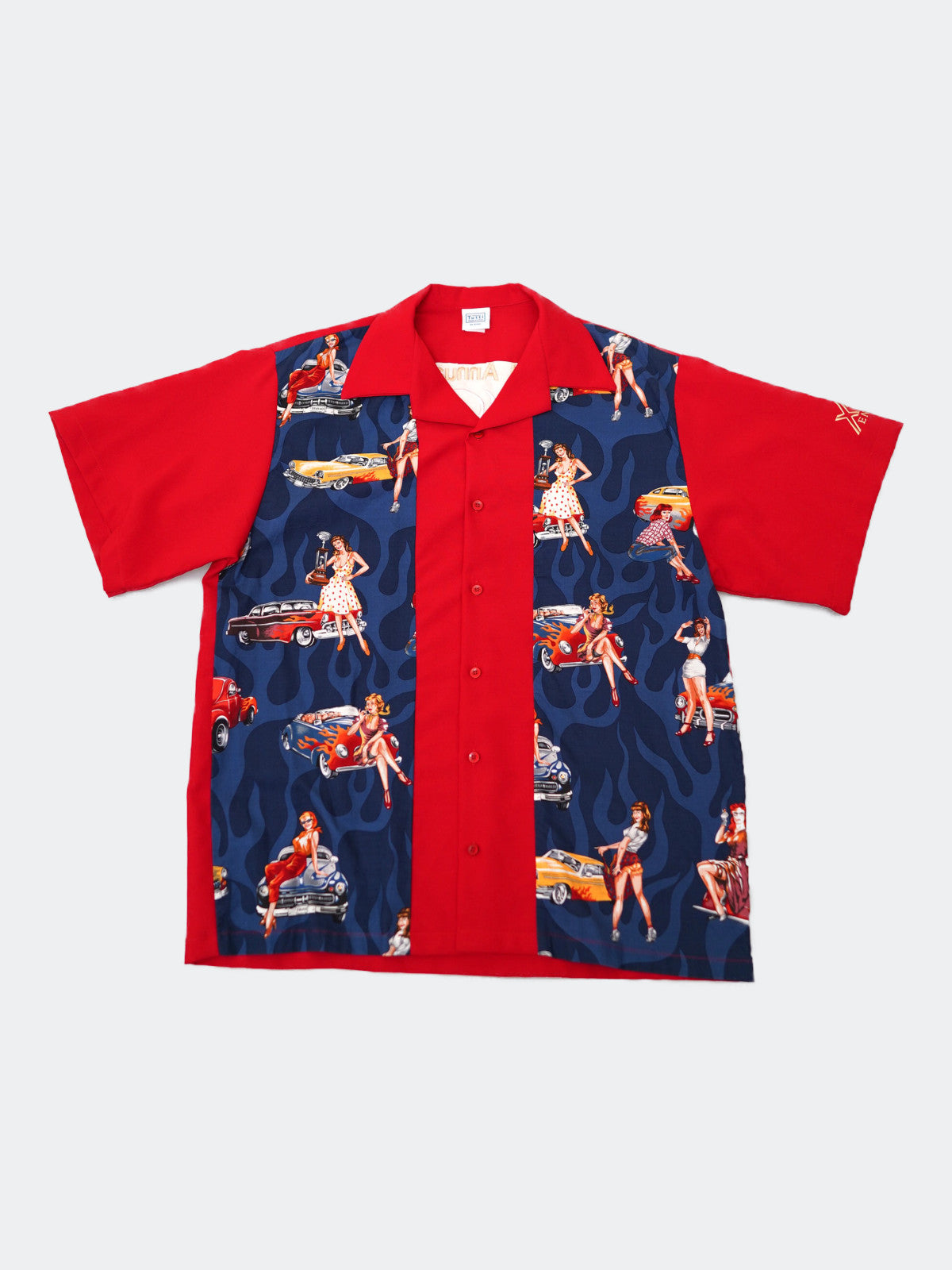 fire pattern bowling shirt