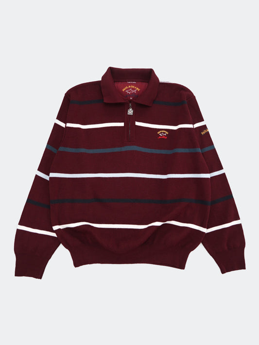 wool knit half zip sweater